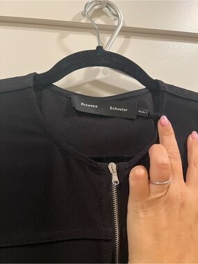 Proenza Schouler Black Zip-Front Top with Round Neck